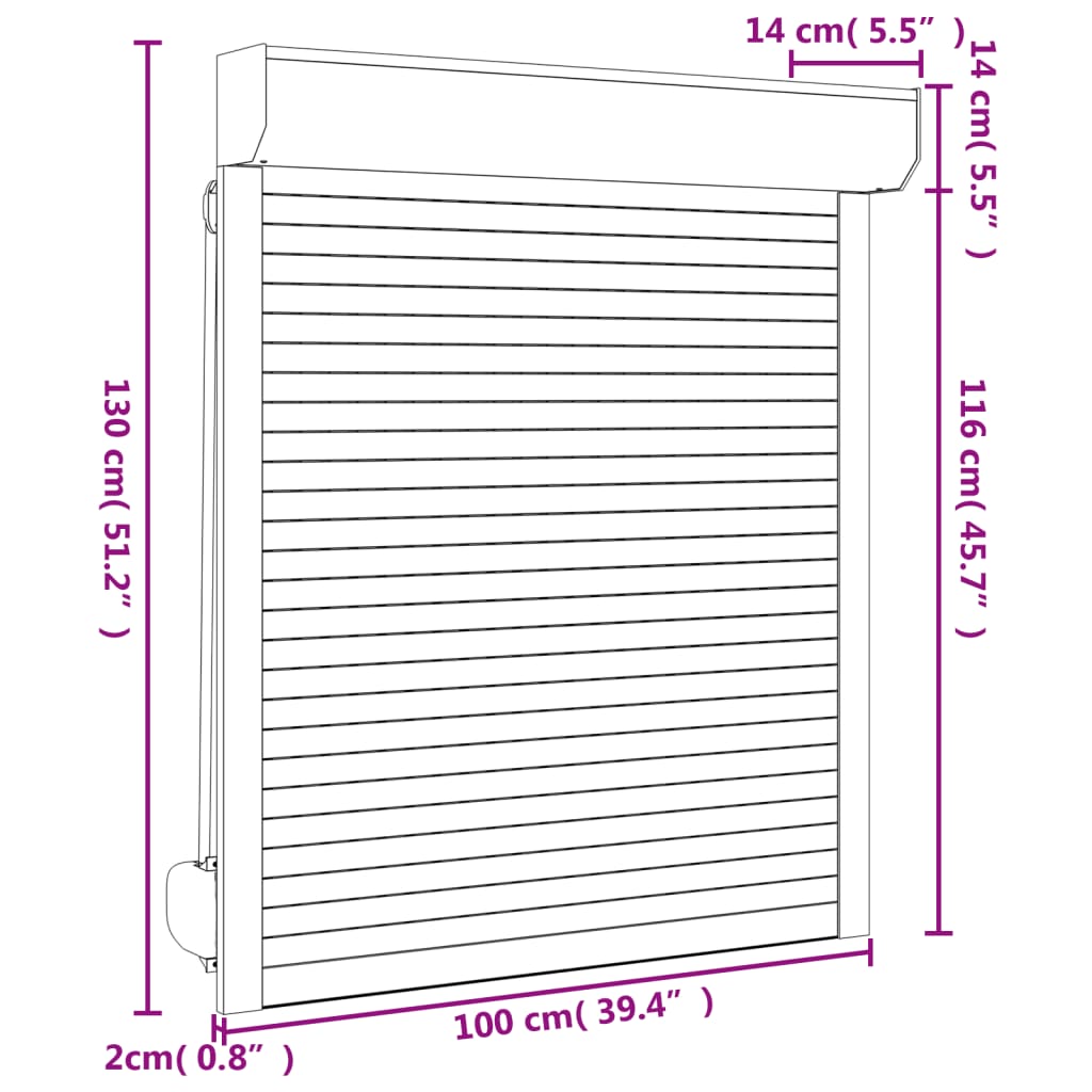 Rolluik 100x130 cm aluminium wit