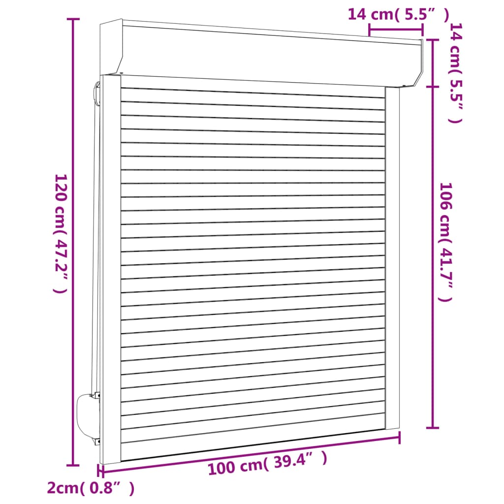 Rolluik 100X120 Cm Aluminium Antracietkleurig 100 x 120 cm