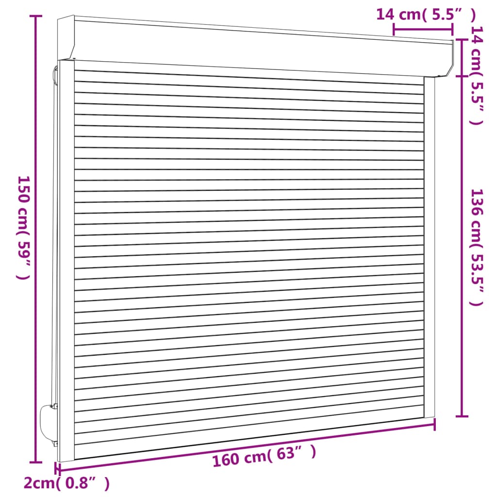 Rolluik 160X150 Cm Aluminium Antracietkleurig 160 x 150 cm