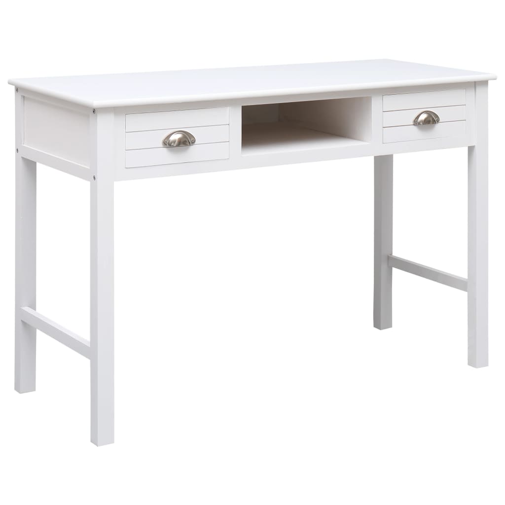 Schrijftafel 110X45X76 Cm Hout Wit white with silver handles