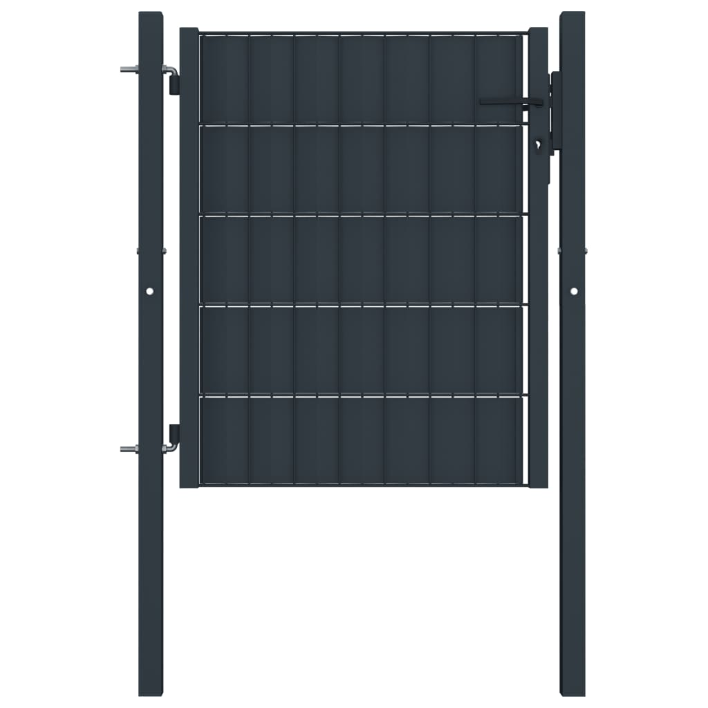 Poort 100X101 Cm Pvc En Staal Antracietkleurig 100 x 101 cm