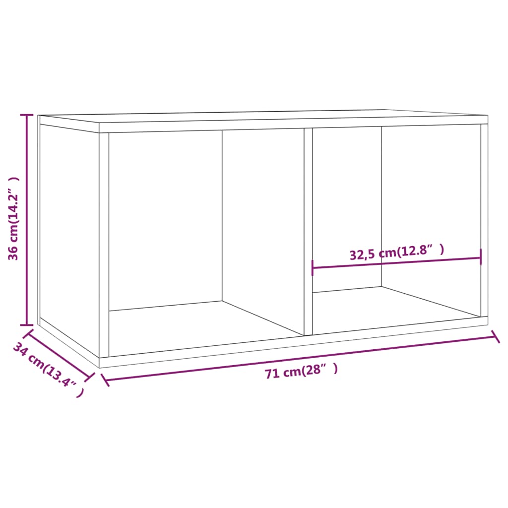 Opbergbox Voor Lp's 71X34X36 Cm Bewerkt Hout Hoogglans Wit