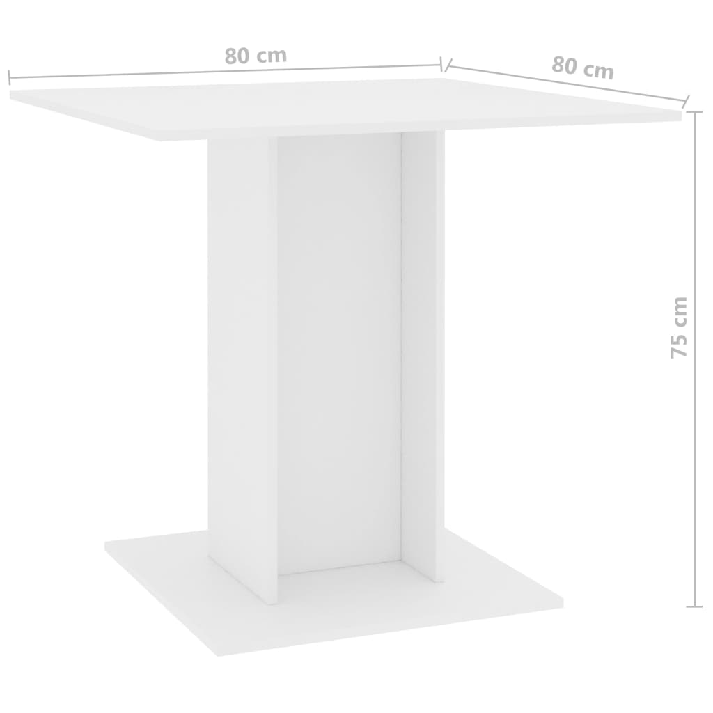 Eettafel 80X80X75 Cm Spaanplaat Wit 1