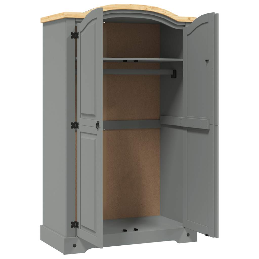 Kledingkast 2 deuren Mexicaans grenenhout Corona-stijl grijs