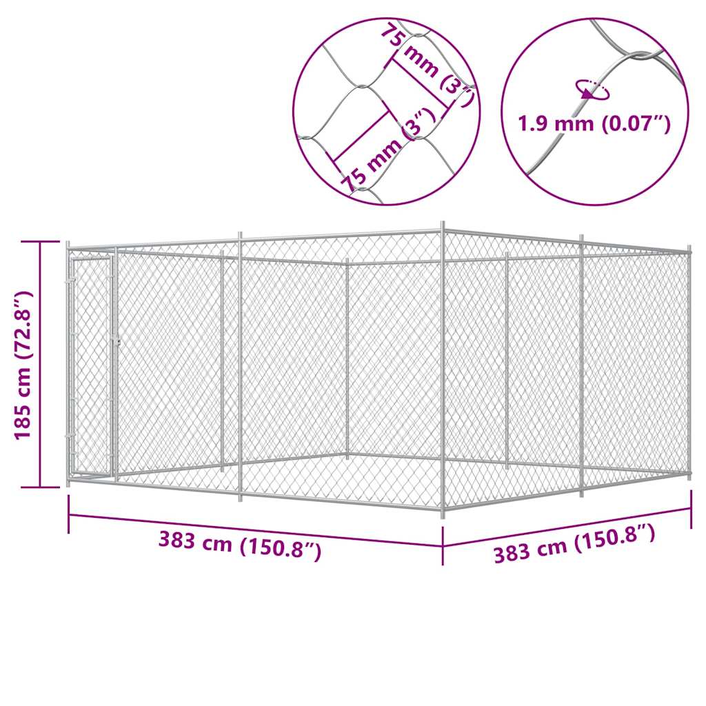 Hondenkennel voor buiten 383x383x185 cm