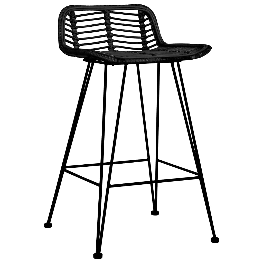 Barstoelen 2 st rattan zwart