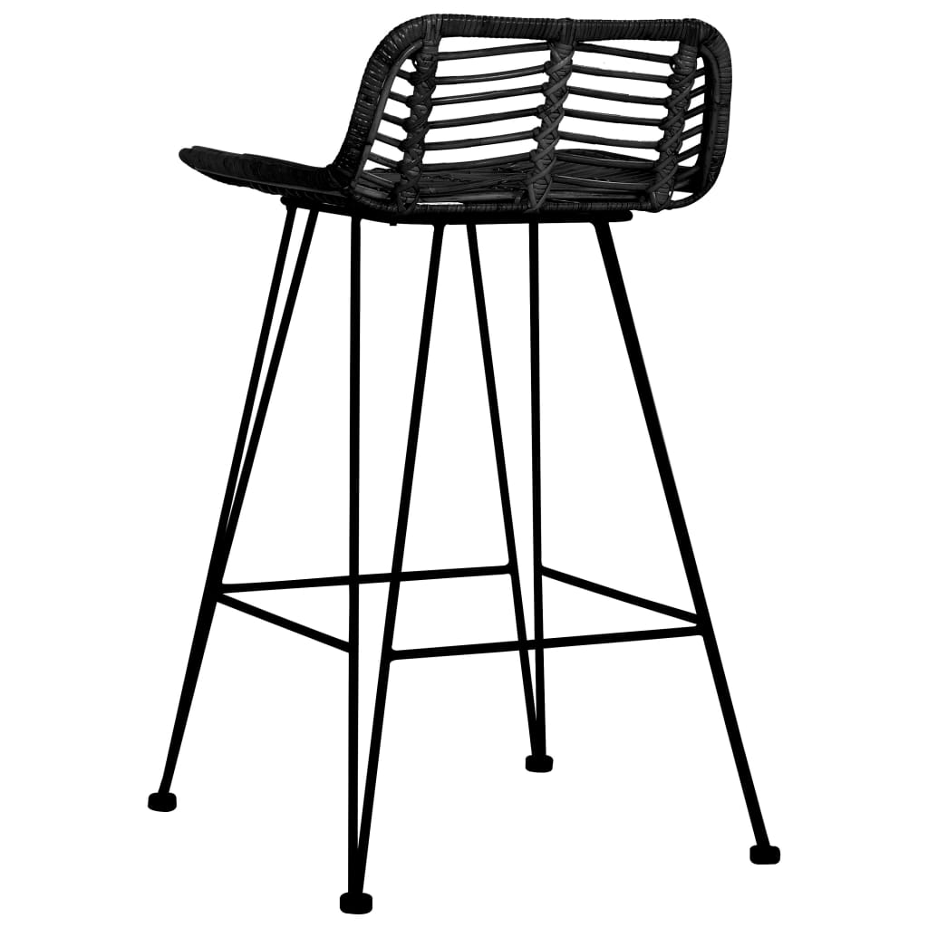 Barstoelen 2 st rattan zwart