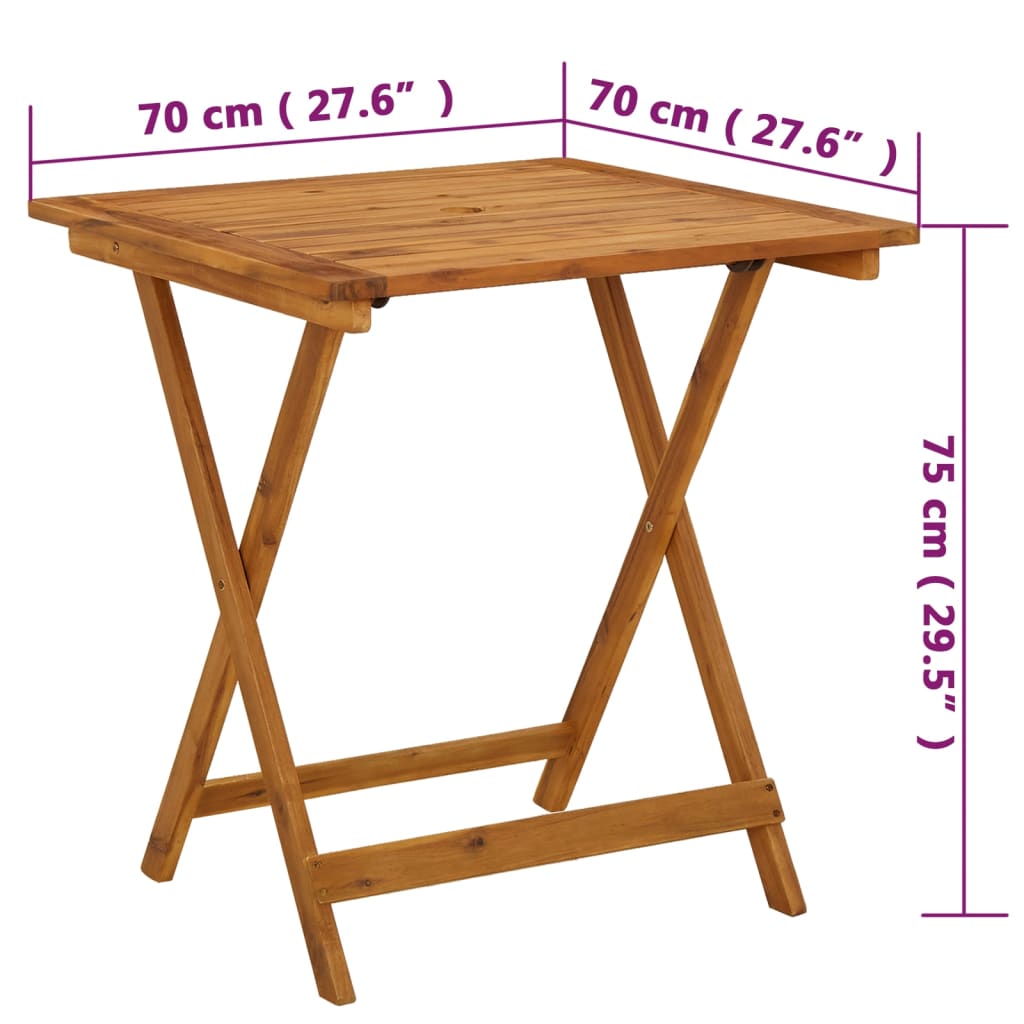 Tuintafel Inklapbaar Massief Acaciahout 70 x 70 x 75 cm