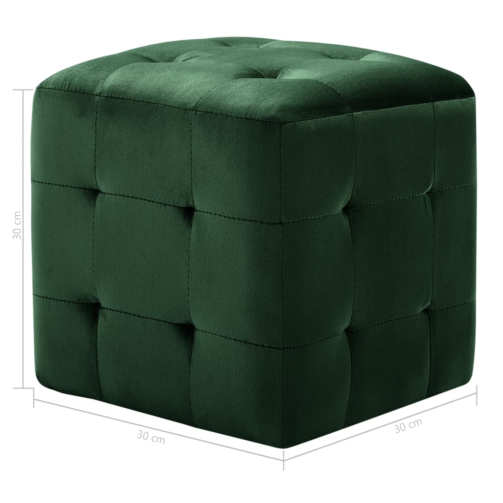 Poef 2 st 30x30x30 cm fluweel groen