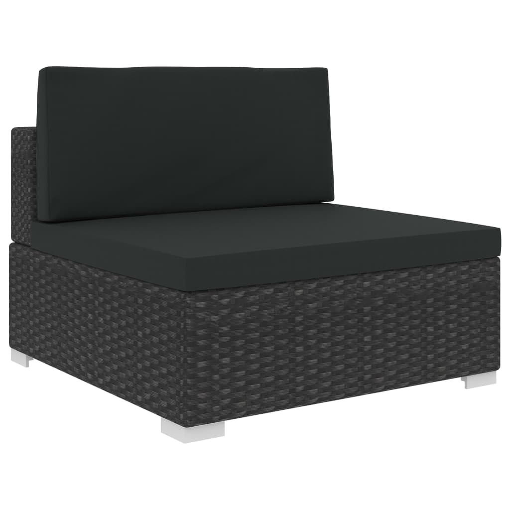 6-Delige Loungeset Met Kussens Poly Rattan Zwart