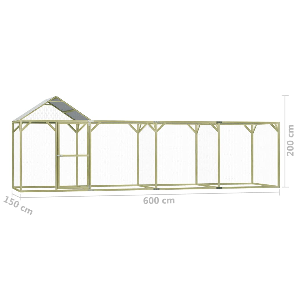 Kippenhok 6X1,5X2 M Geïmpregneerd Grenenhout 6 x 1.5 x 2 m