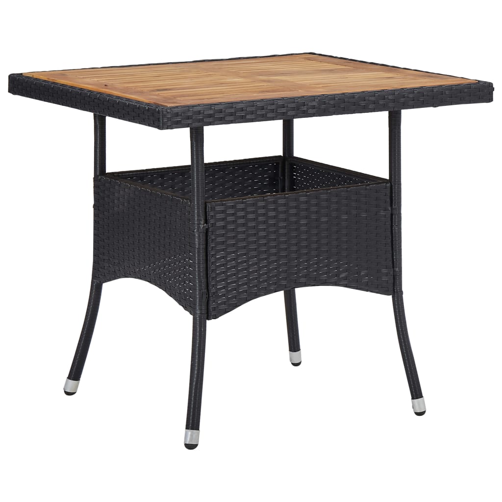 Tuintafel Poly Rattan En Massief Acaciahout Zwart 1