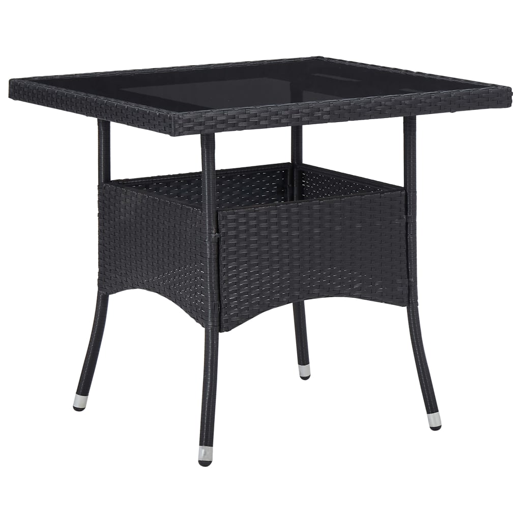 Tuintafel Poly Rattan En Glas Zwart 1