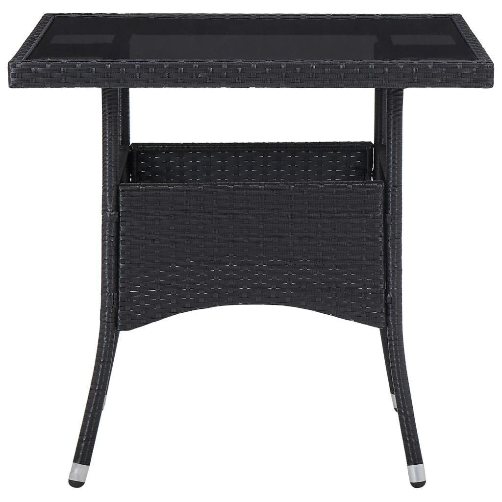 Tuintafel Poly Rattan En Glas Zwart 1