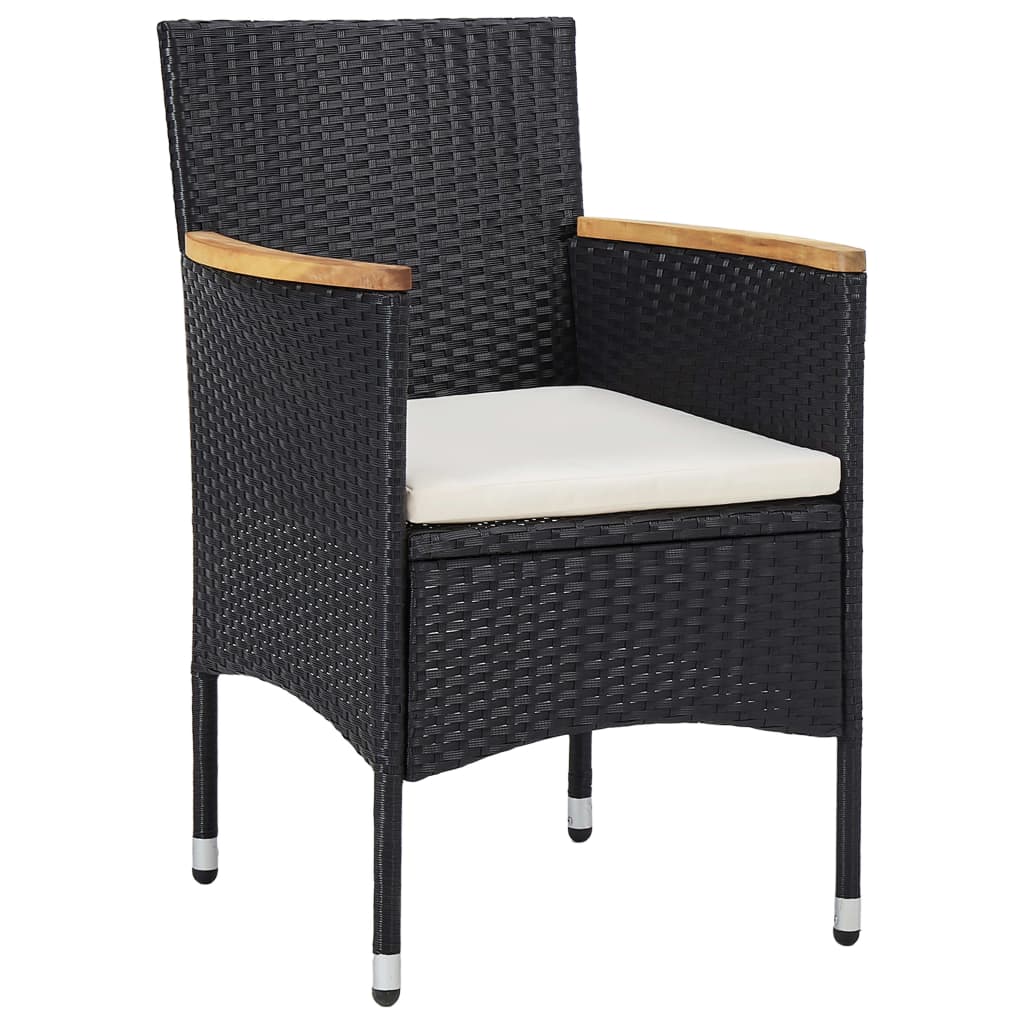 Tuinstoelen 2 st poly rattan zwart