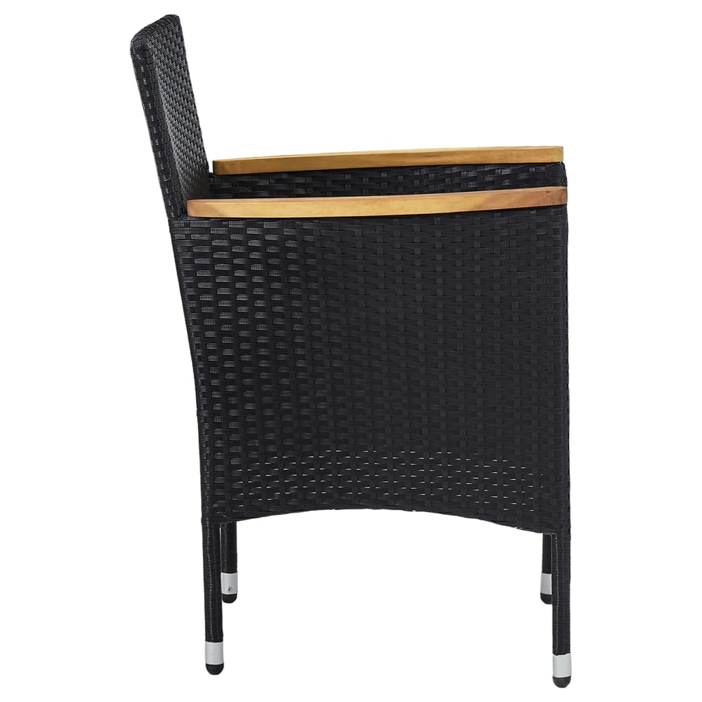 Tuinstoelen 2 st poly rattan zwart