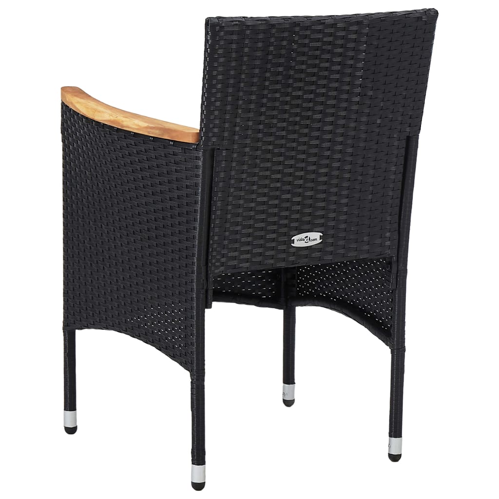 Tuinstoelen 2 st poly rattan zwart