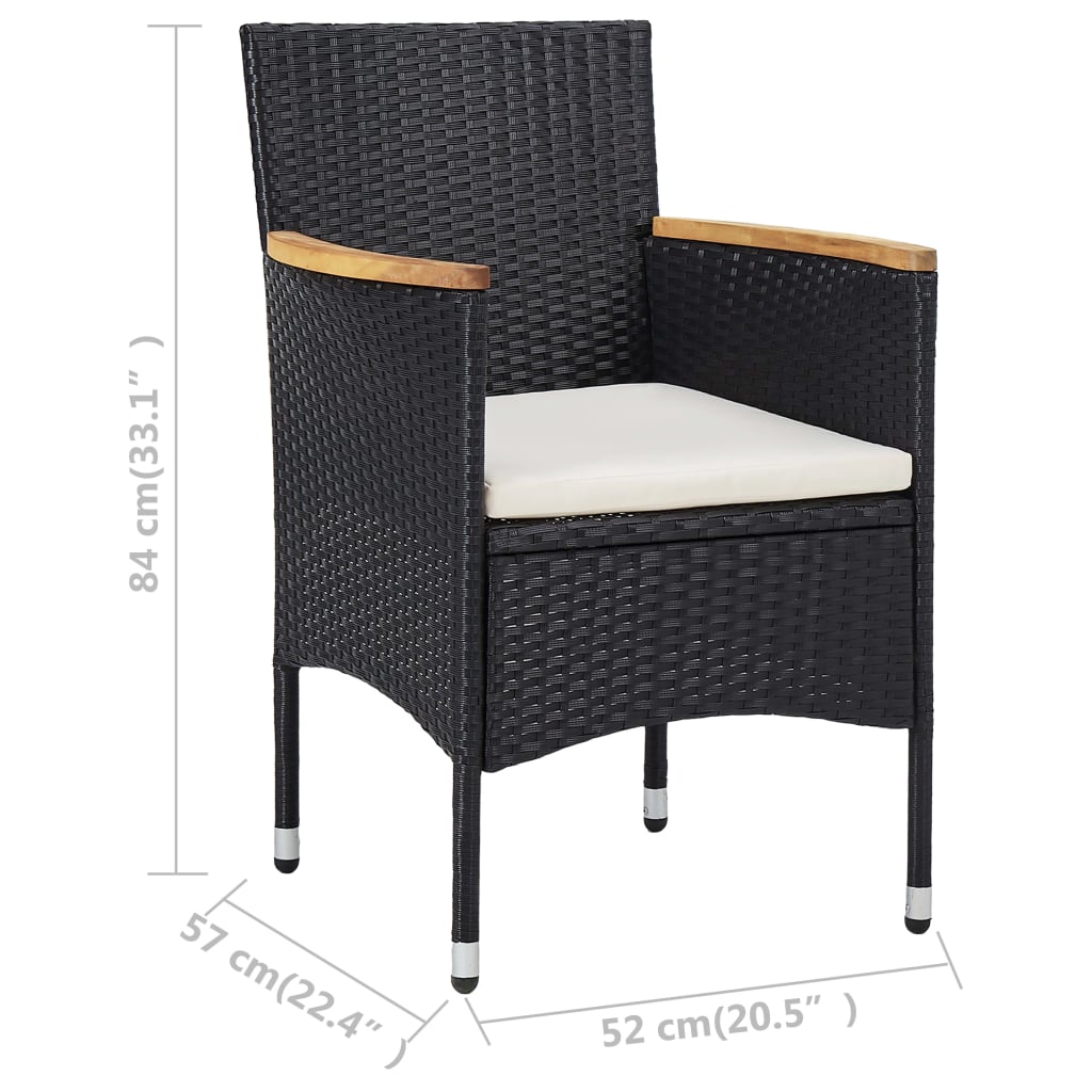 Tuinstoelen 2 st poly rattan zwart