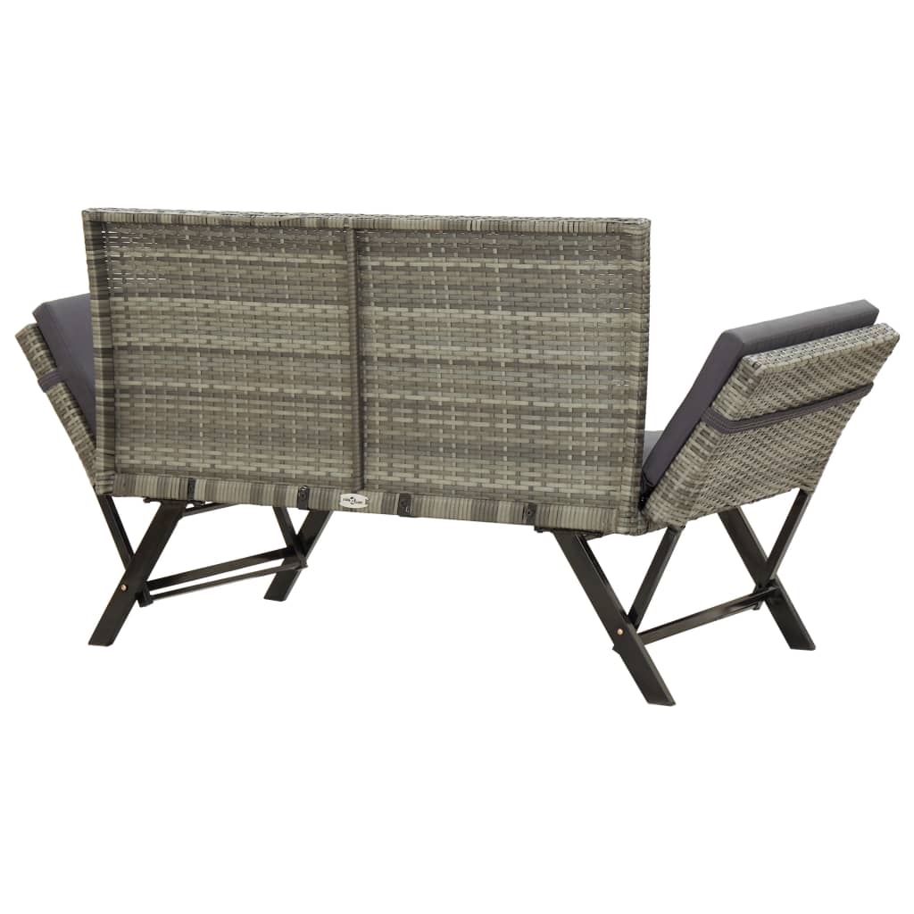 Tuinbank Met Kussens 176 Cm Poly Rattan Grijs 2