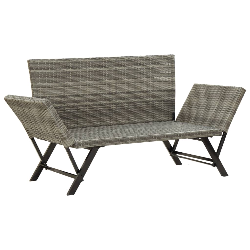 Tuinbank Met Kussens 176 Cm Poly Rattan Grijs 2