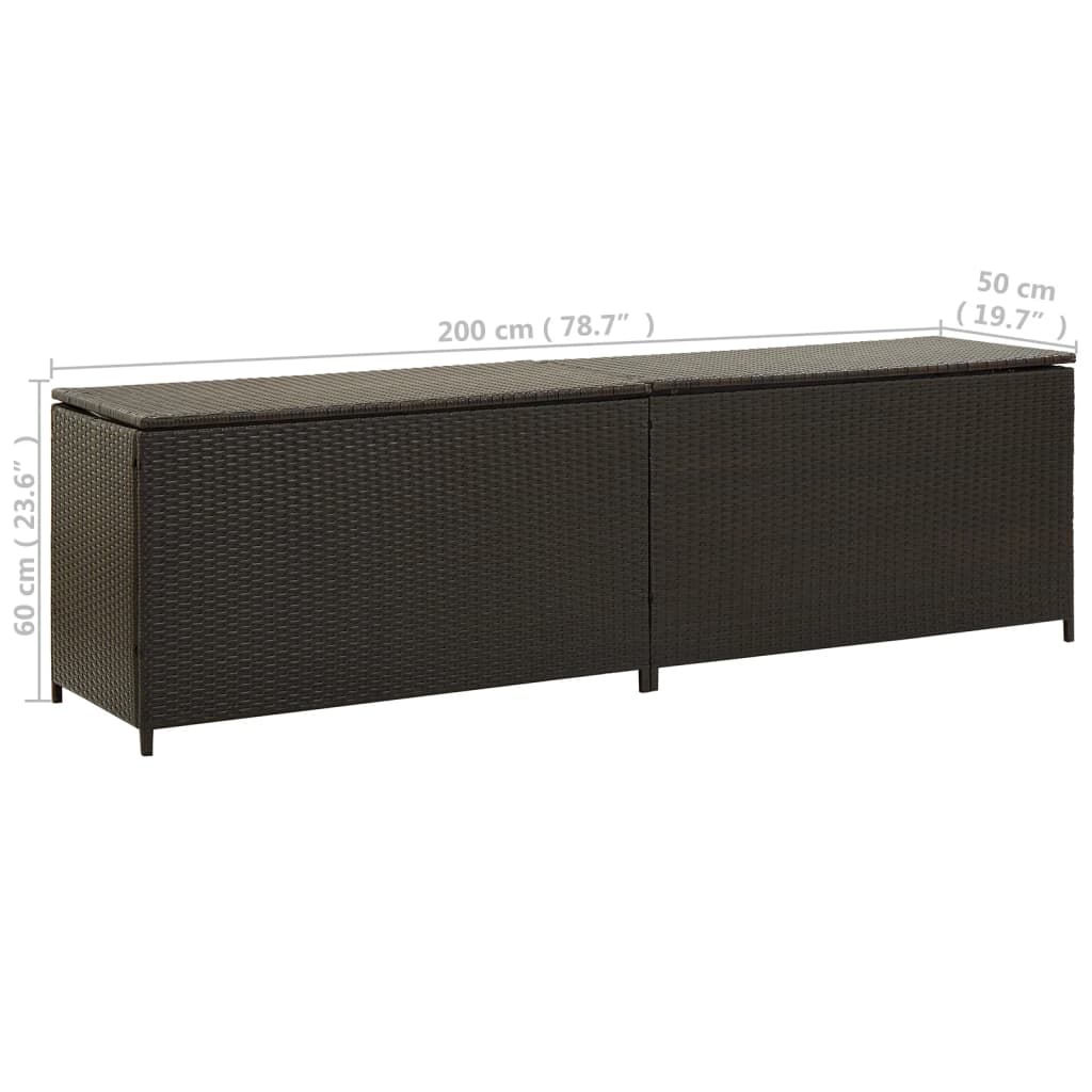 Tuinbox 200X50X60 Cm Poly Rattan Bruin 200 x 50 x 60 cm