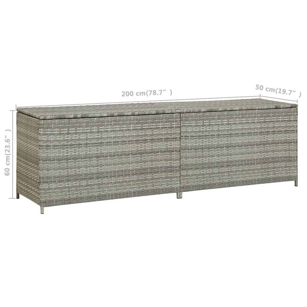 Tuinbox 200X50X60 Cm Poly Rattan Grijs 200 x 50 x 60 cm