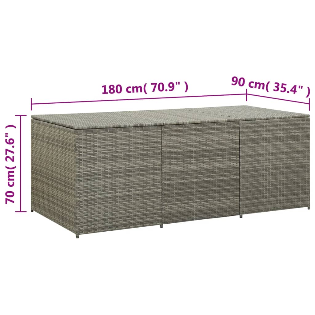 Tuinbox 180x90x70 cm poly rattan grijs