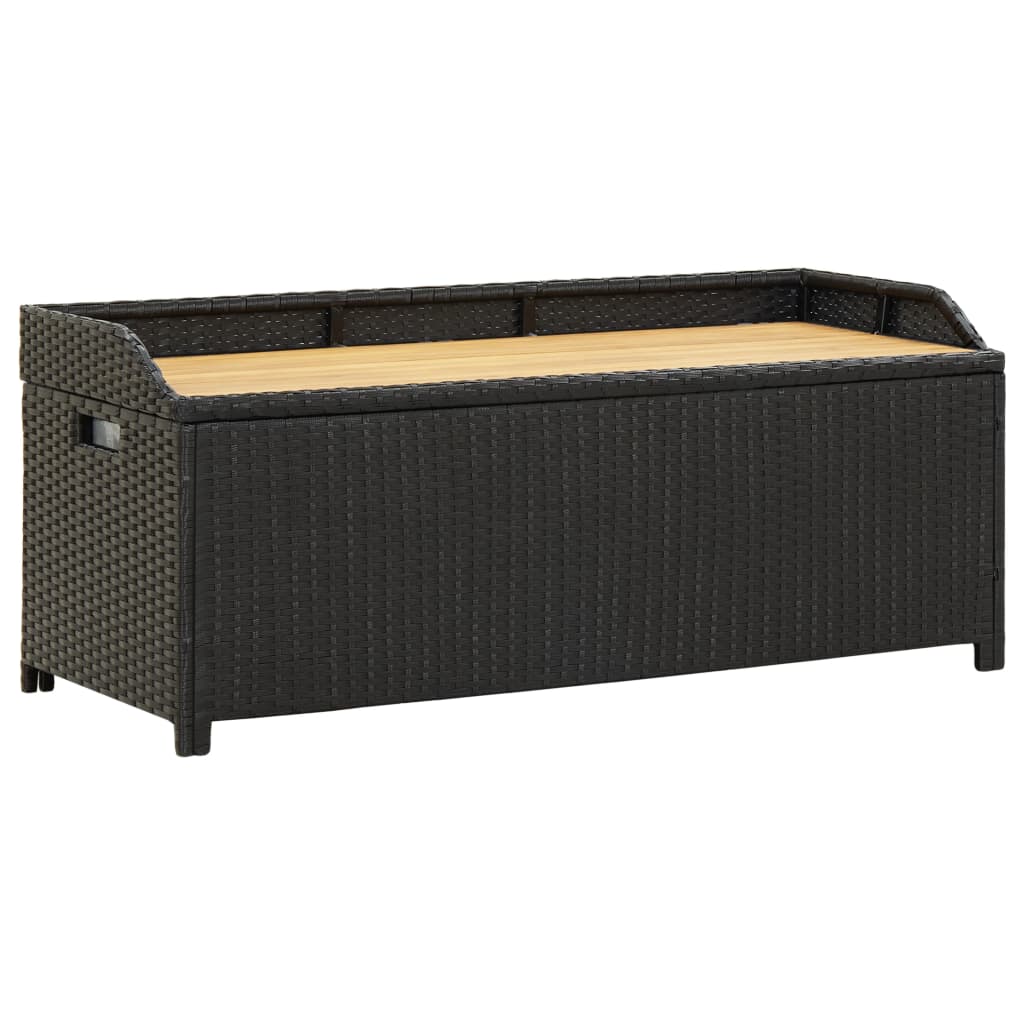 Tuinopbergbank 120 Cm Poly Rattan Zwart