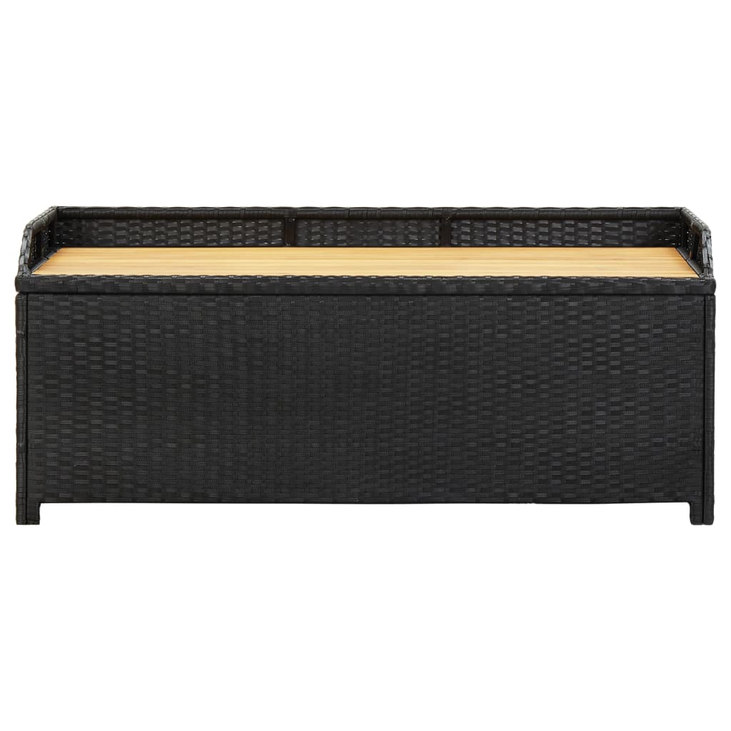 Tuinopbergbank 120 Cm Poly Rattan Zwart