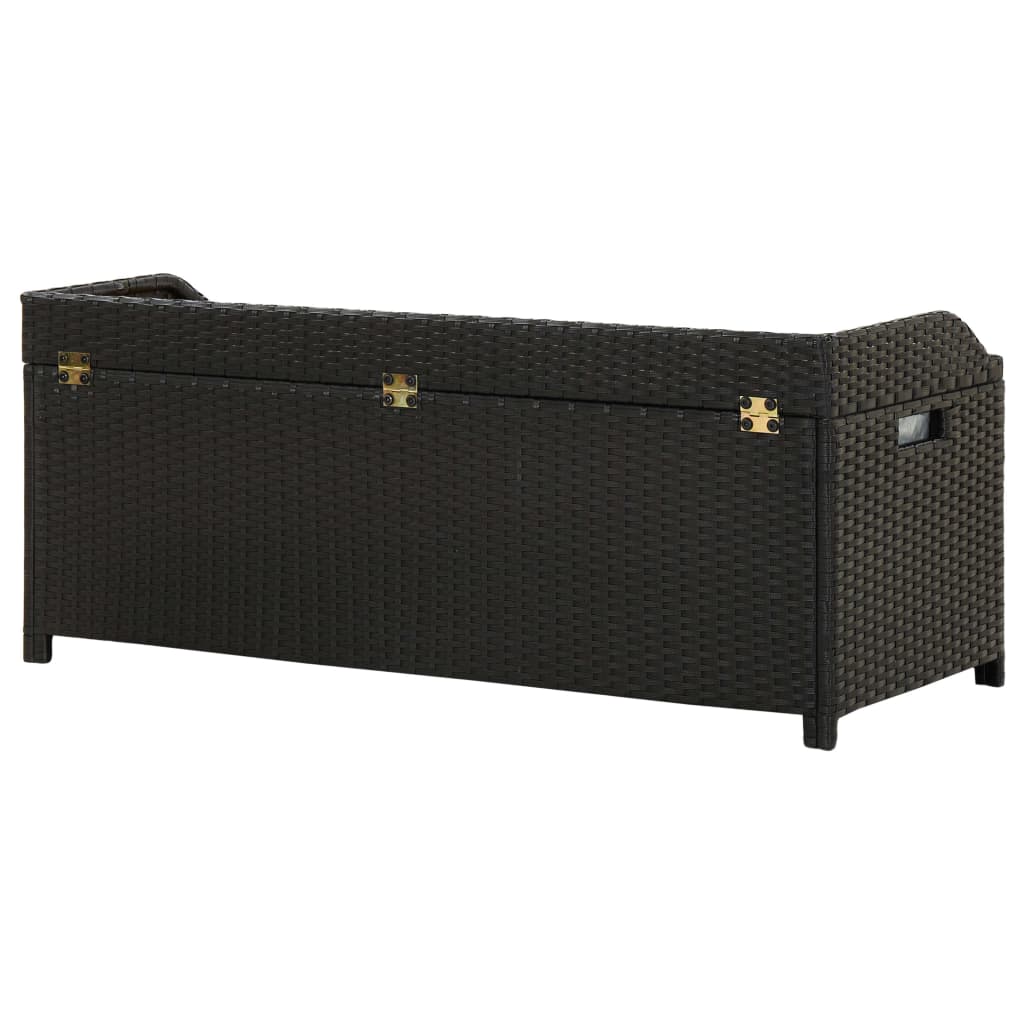 Tuinopbergbank 120 Cm Poly Rattan Zwart