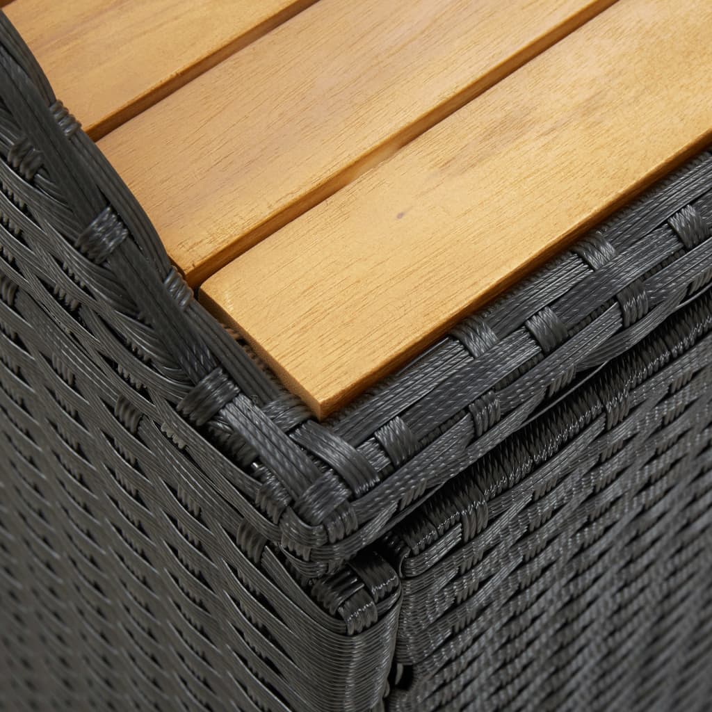 Tuinopbergbank 120 Cm Poly Rattan Zwart