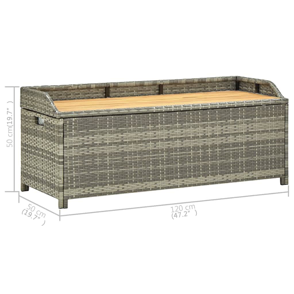 Tuinopbergbank 120 Cm Poly Rattan Grijs