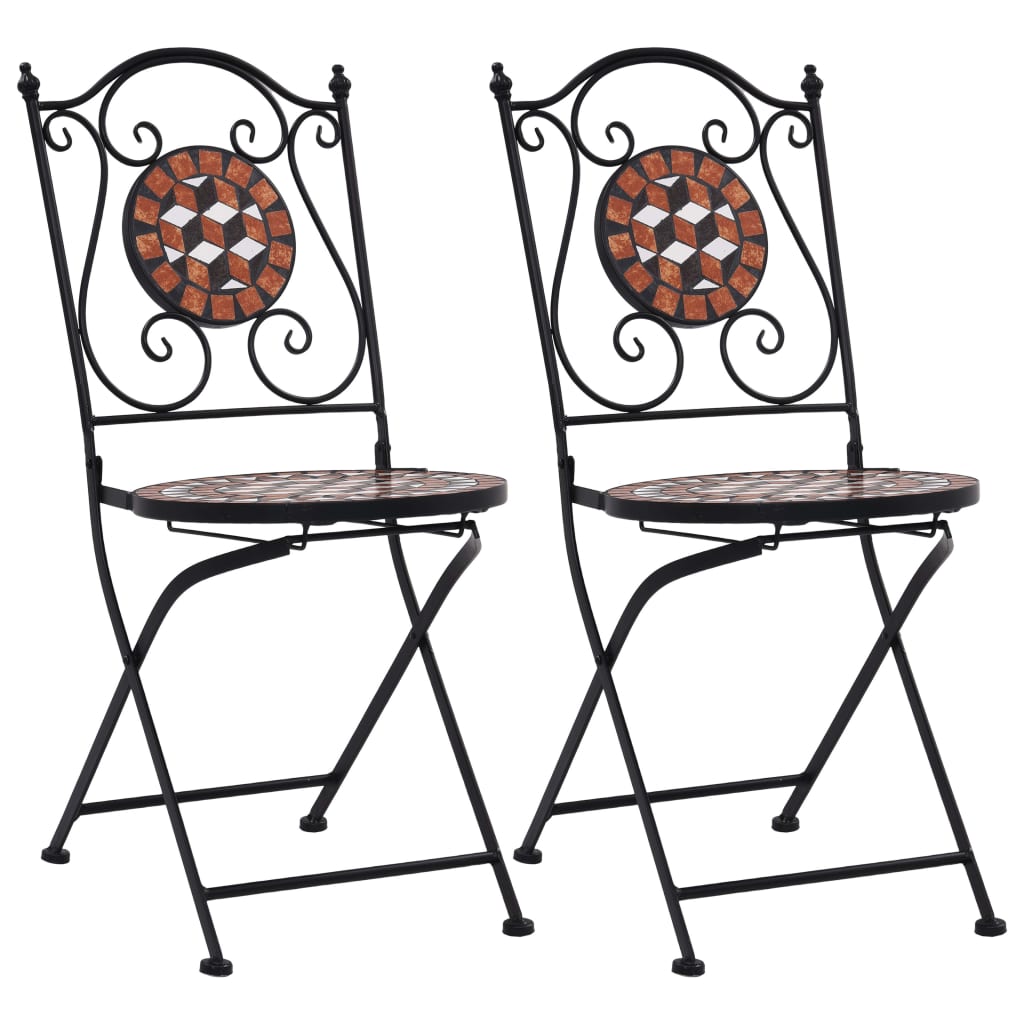 Bistrostoelen Mozaïek 2 St Keramiek Bruin Bruin