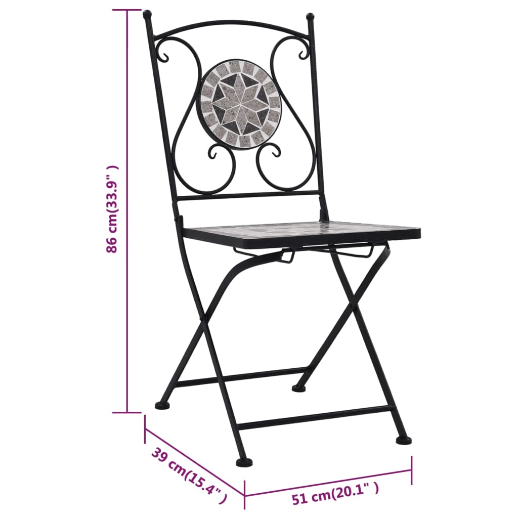 Bistrostoelen Mozaïek 2 St Grijs Grijs