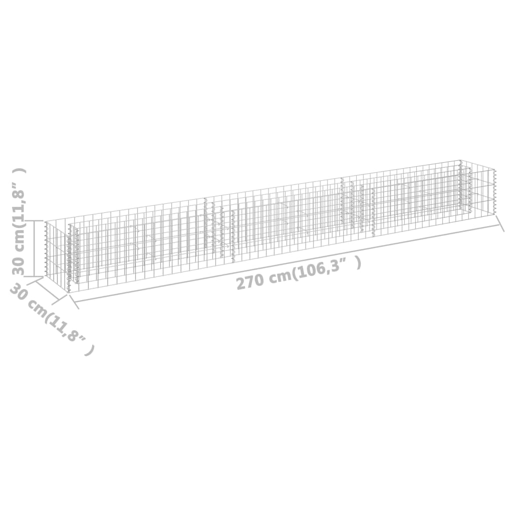 Gabion Plantenbak Verhoogd Gegalvaniseerd Staal 270 x 30 x 30 cm