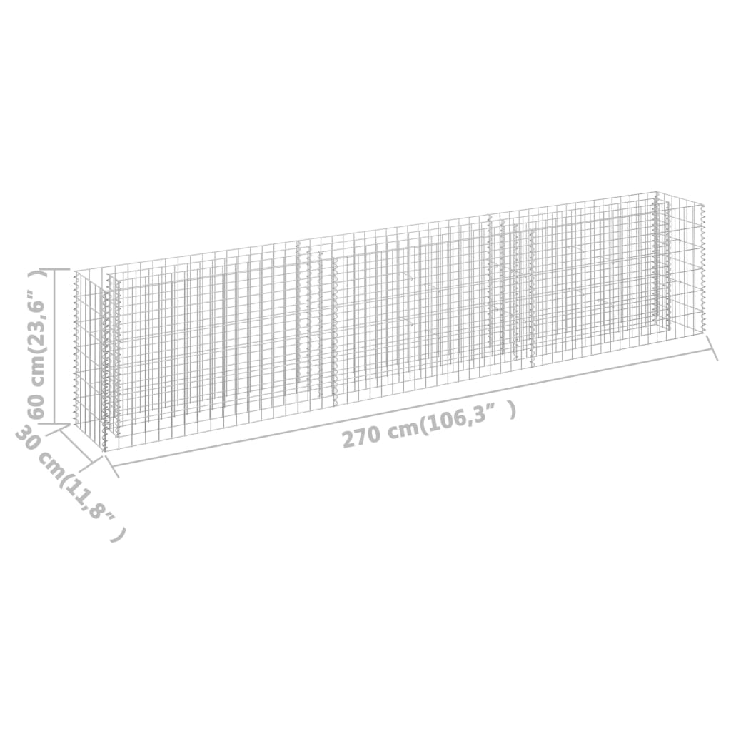 Gabion Plantenbak Verhoogd Gegalvaniseerd Staal 270 x 30 x 60 cm