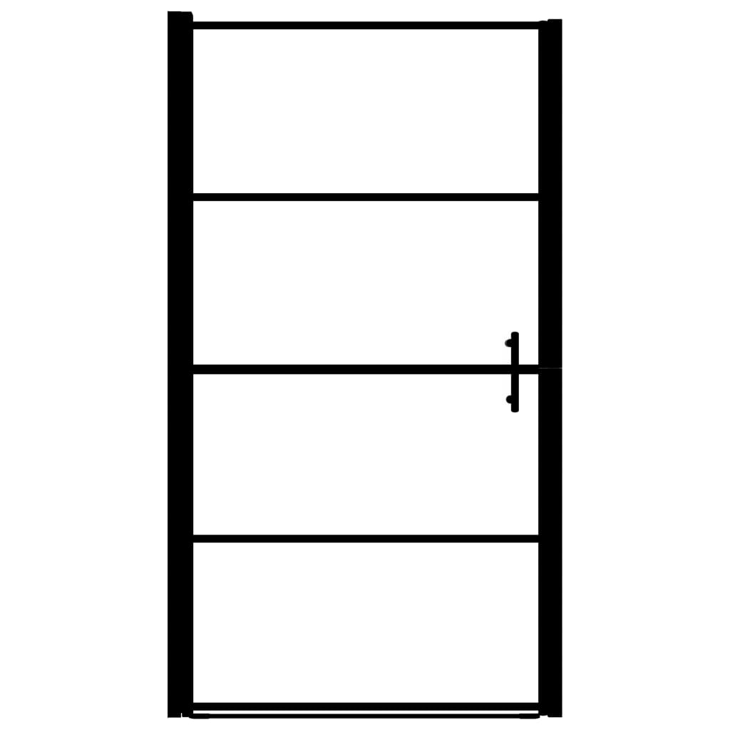 Douchedeur 91X195 Cm Gehard Glas Zwart 91 x 195 cm Doorzichtig