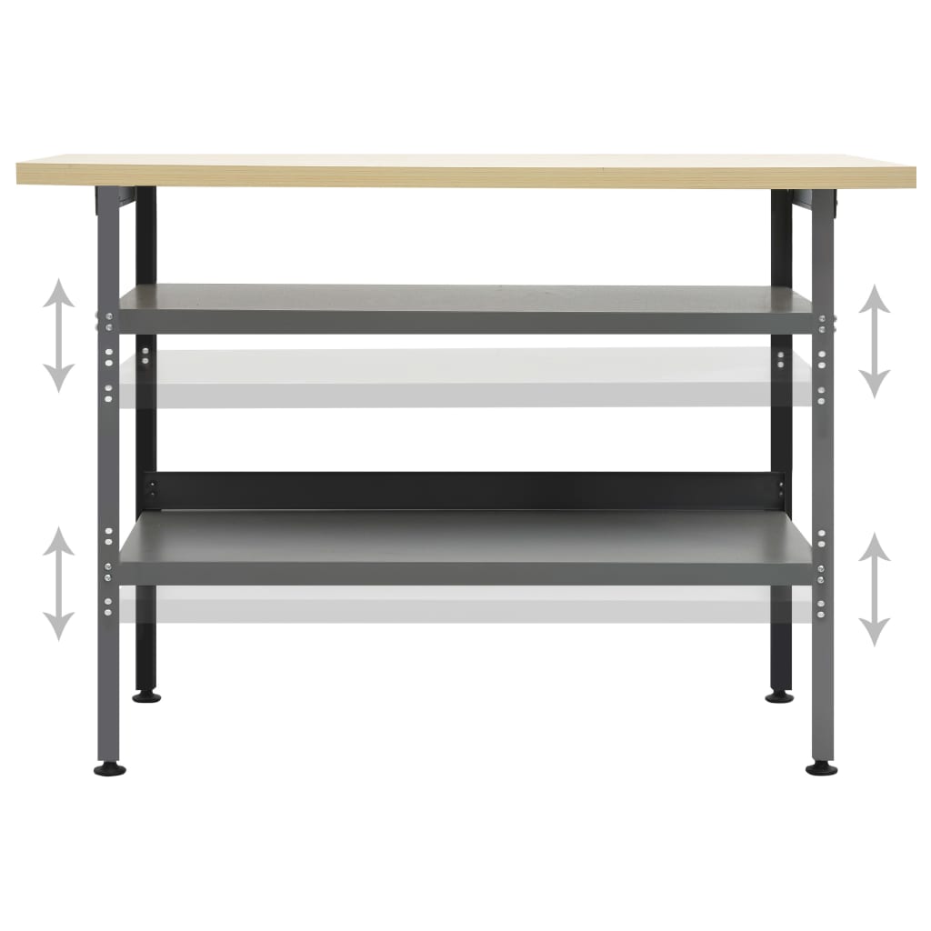 Werkbank 120X60X85 Cm Staal Grijs