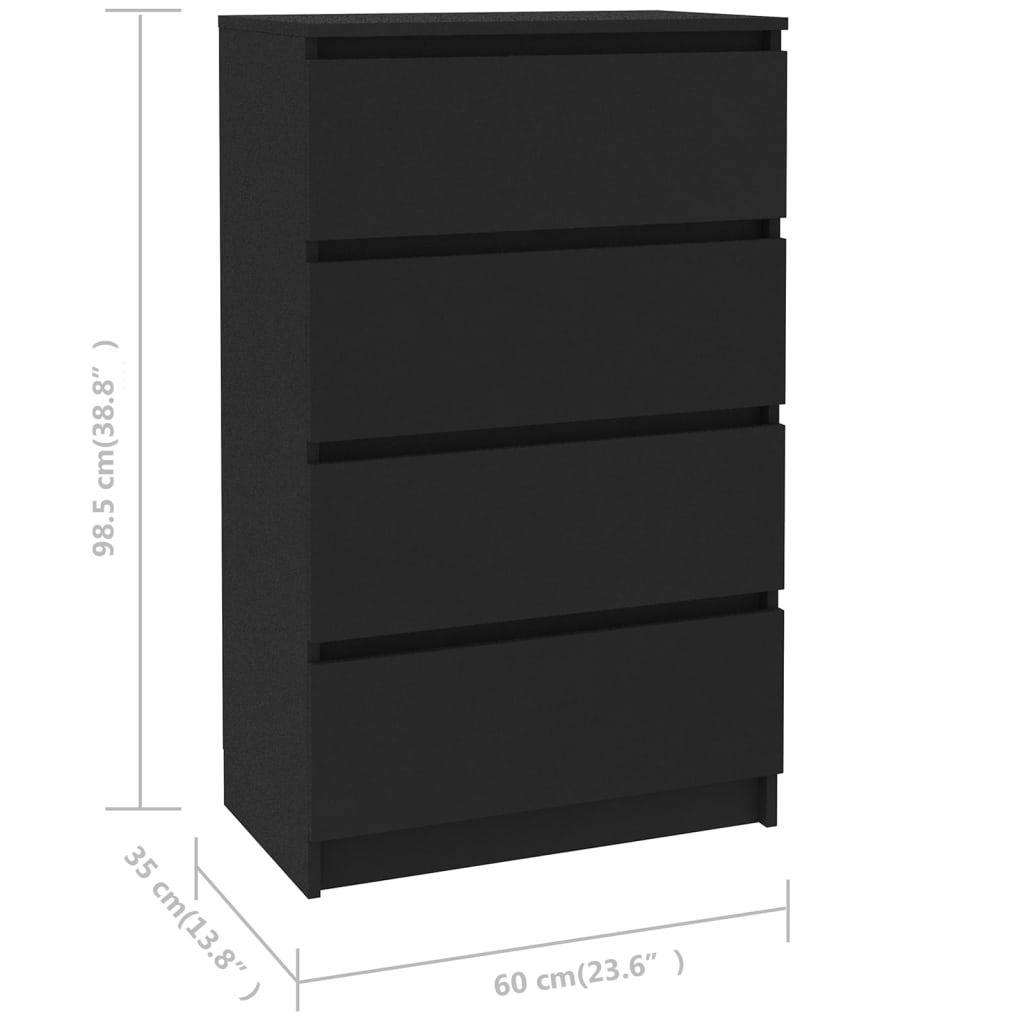 Dressoir 60x35x98,5 cm bewerkt hout zwart