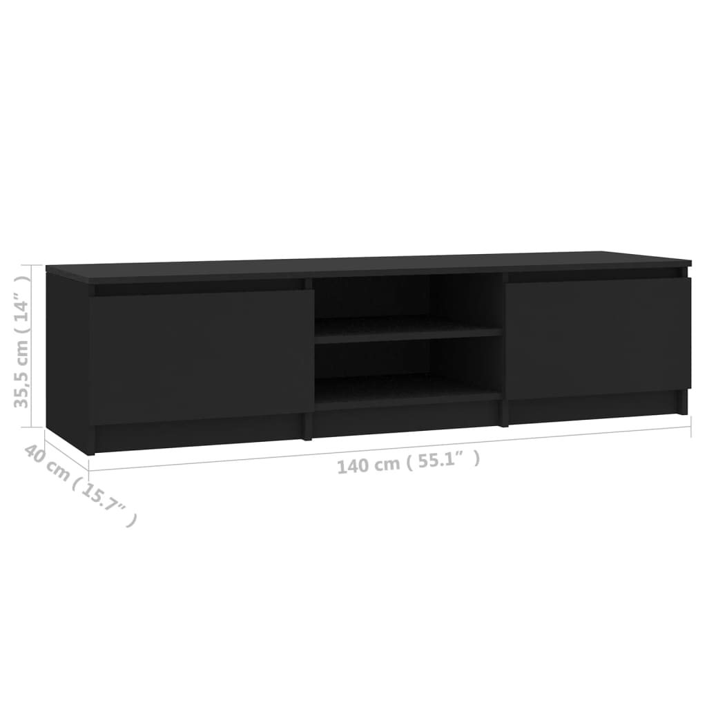 Tv-meubel 140x40x35,5 cm bewerkt hout zwart