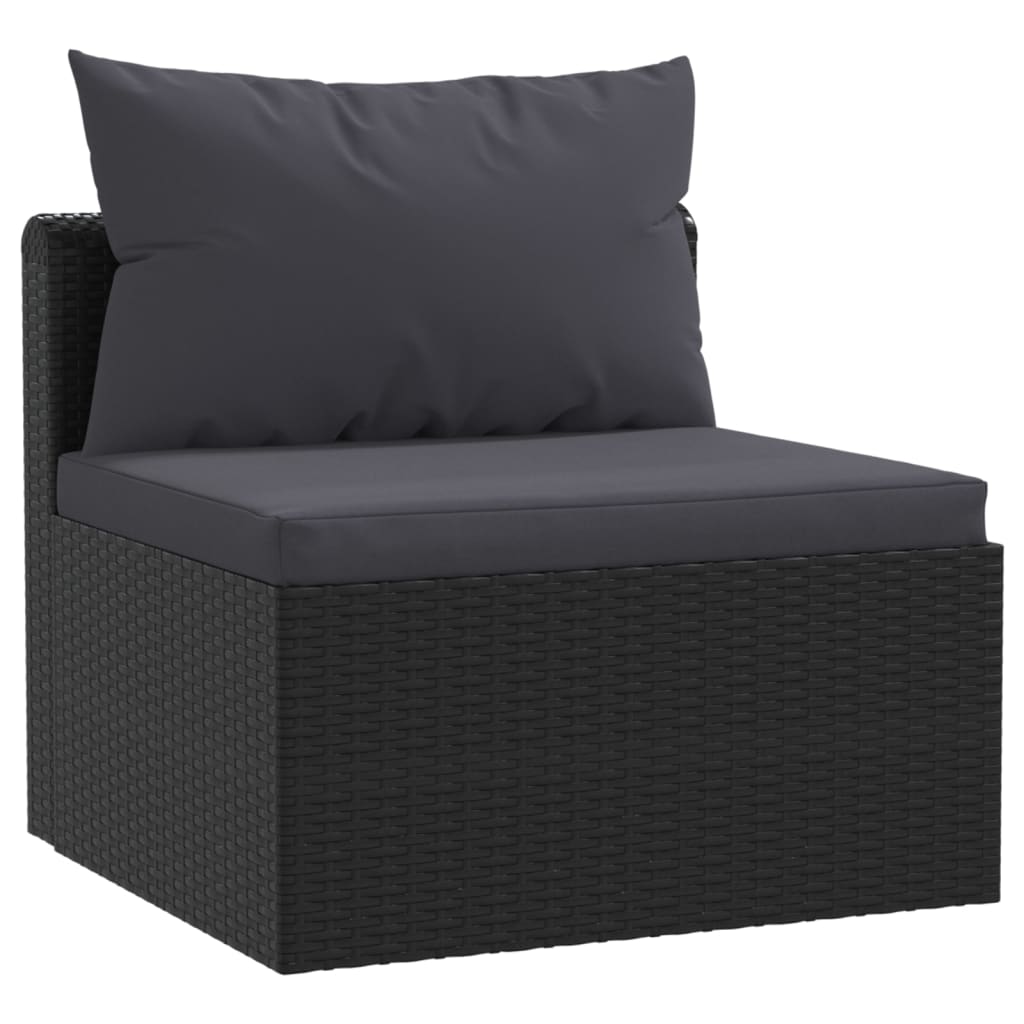 3-Delige Loungeset Met Kussens Poly Rattan Zwart 1 Driezitsbank
