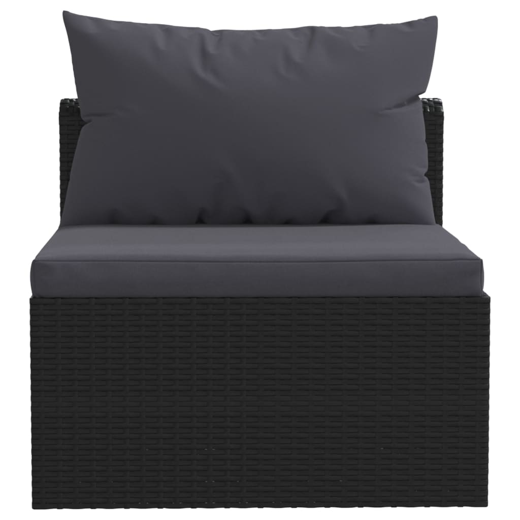3-Delige Loungeset Met Kussens Poly Rattan Zwart 1 Driezitsbank