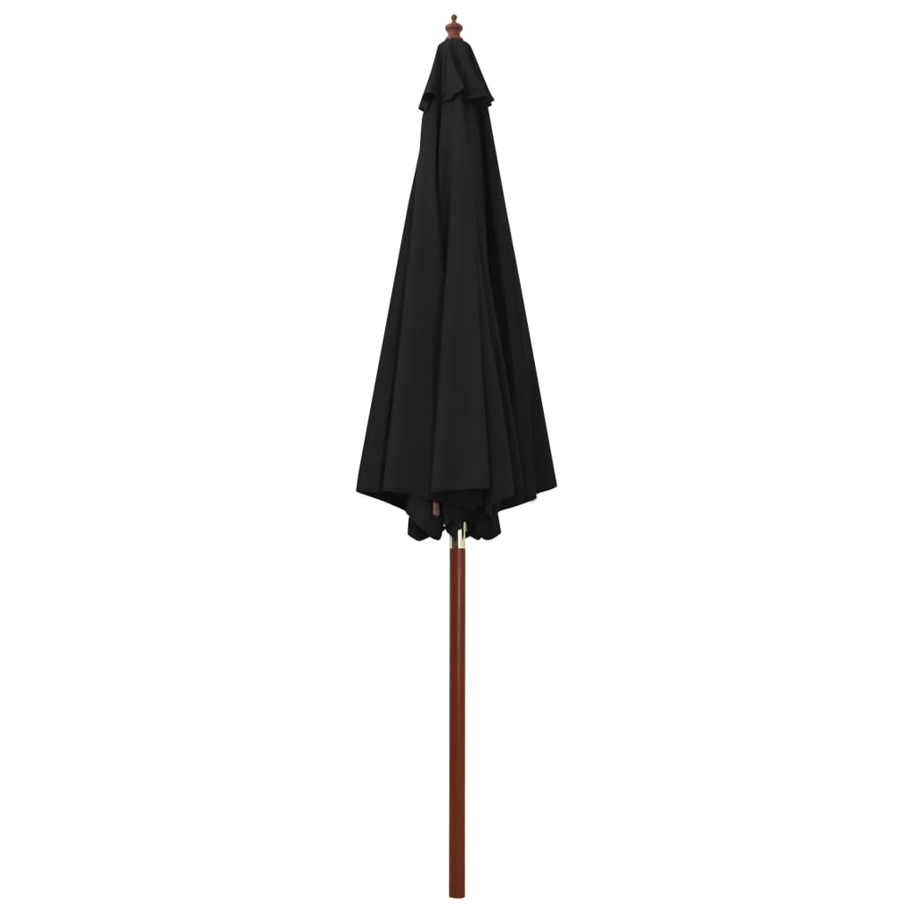 Parasol Met Houten Paal 300X258 Cm Zwart