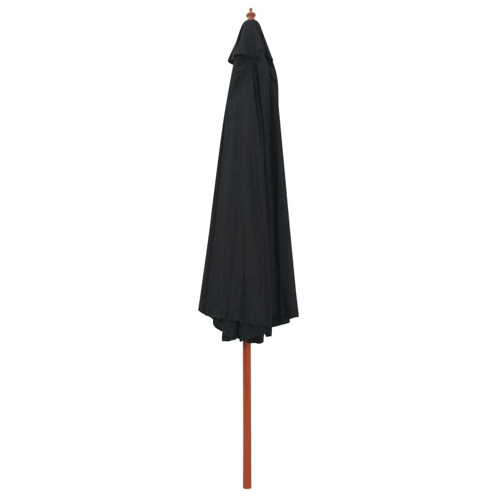 Parasol met houten paal 350 cm zwart