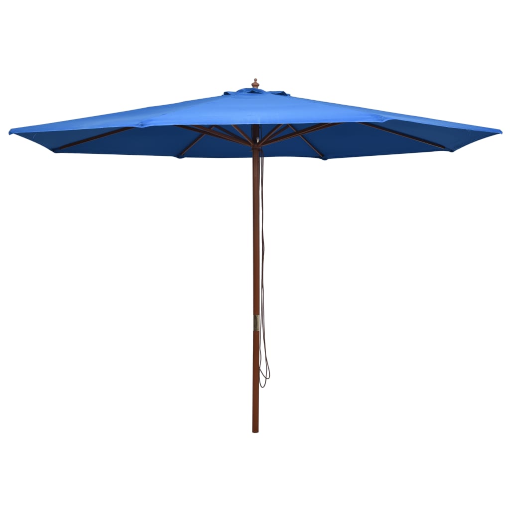 Parasol Met Houten Paal 350 Cm Blauw