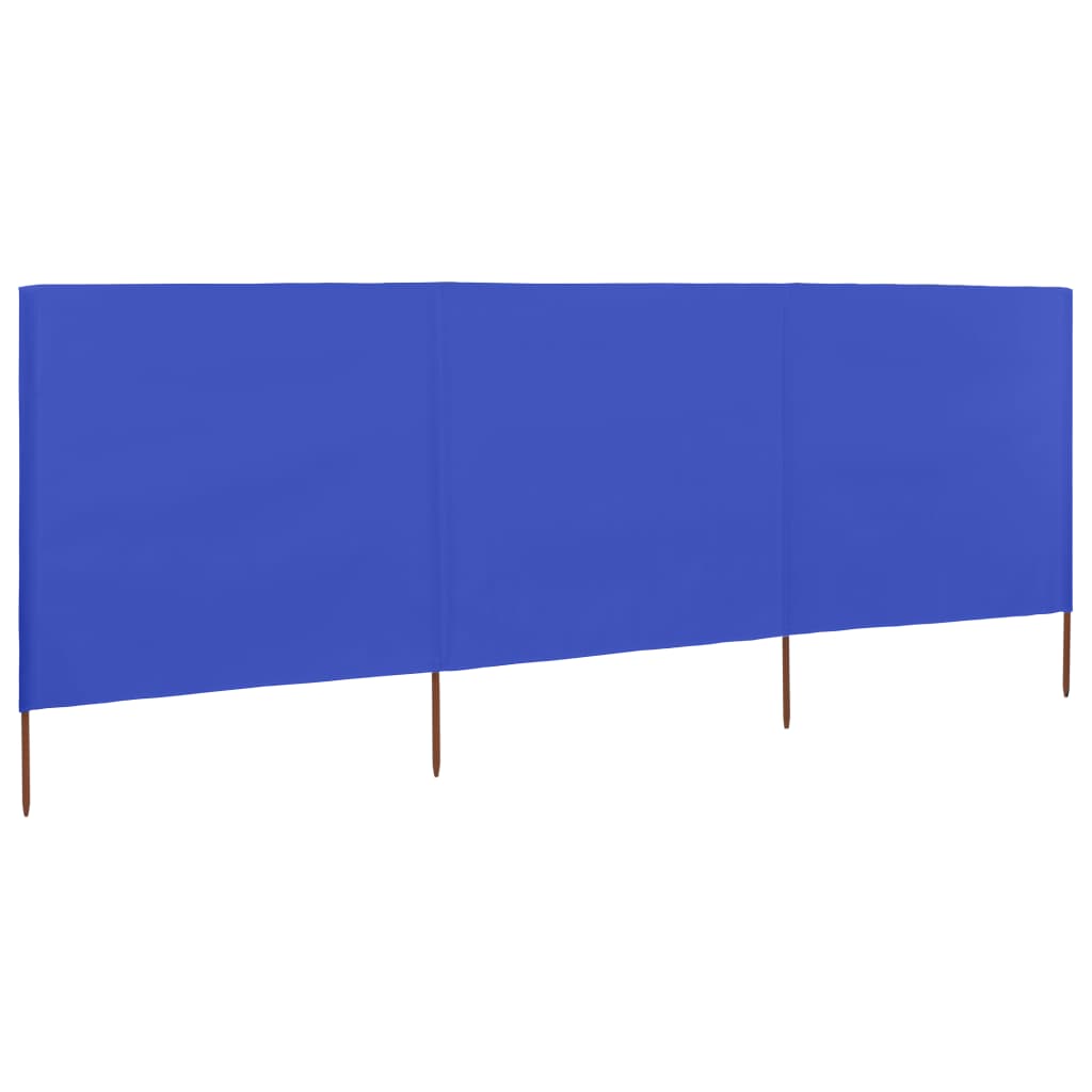 Windscherm 3-Panelen Stof Azuur 400 x 160 cm Blauw