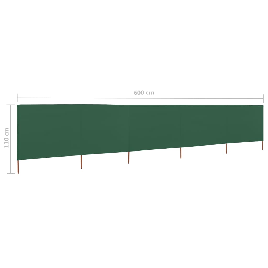 Windscherm 5-Panelen Stof 600 x 80 cm Groen