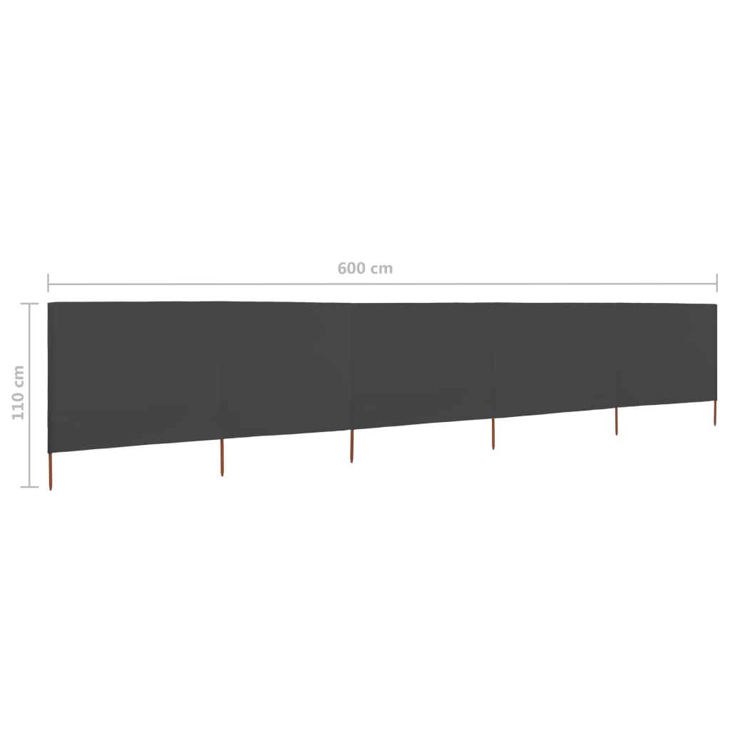 Windscherm 5-Panelen Stof 600 x 80 cm Antraciet