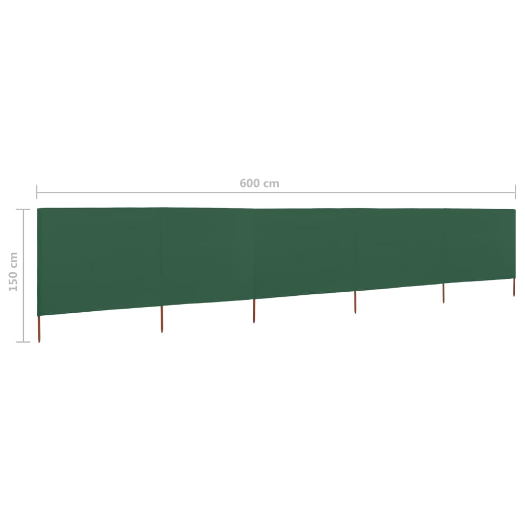 Windscherm 5-Panelen Stof 600 x 120 cm Groen