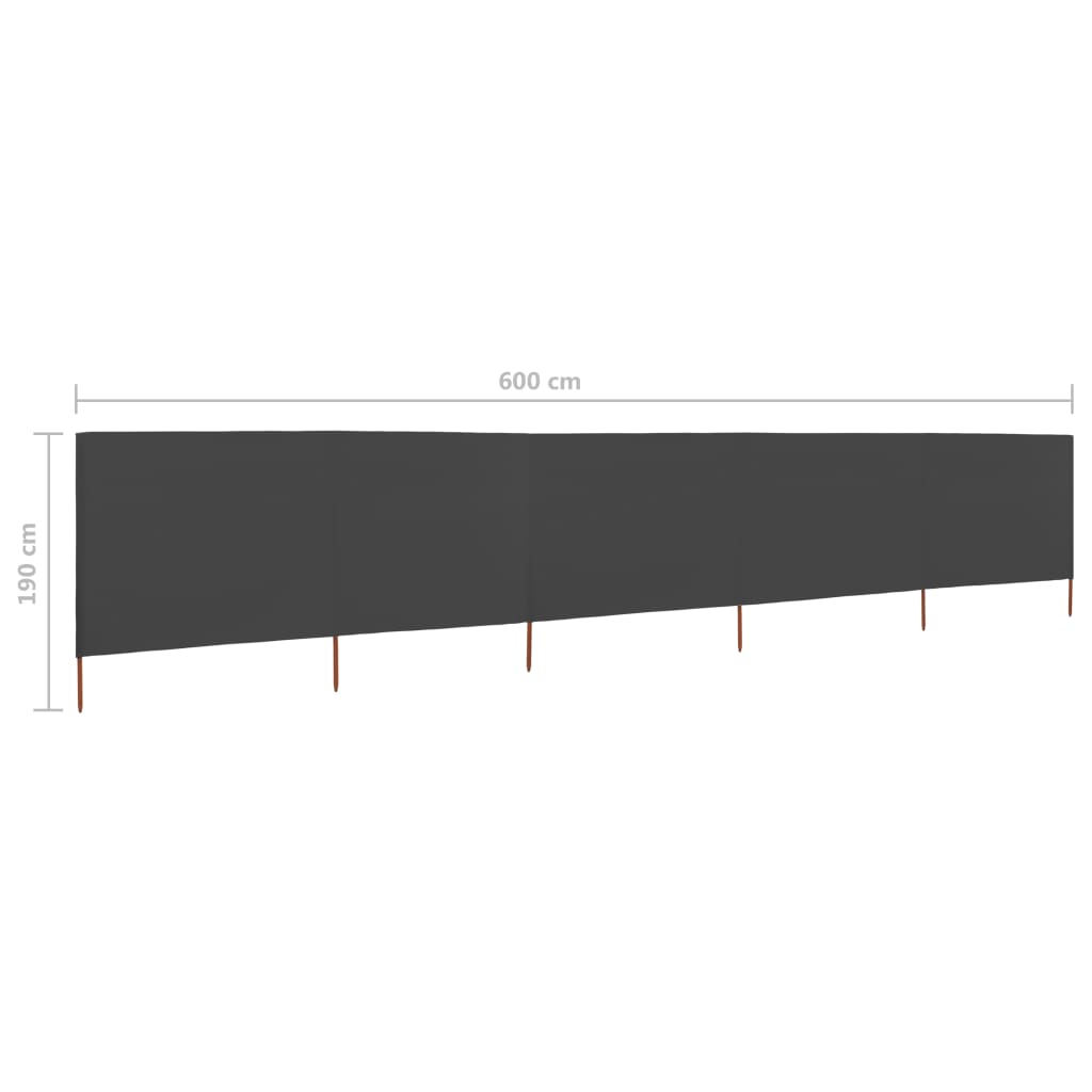 Windscherm 5-Panelen Stof 600 x 160 cm Antraciet